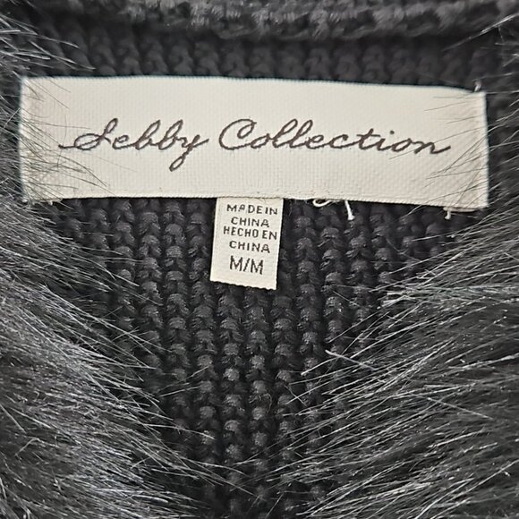 Sebby Collection Women's Medium M Black Faux Fur Sweater Vest EUC RN# 131159 - Picture 6 of 16